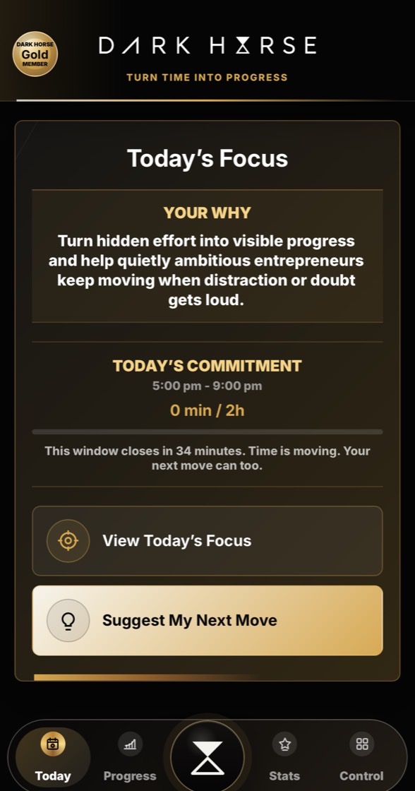 Dark Horse Today focus screen