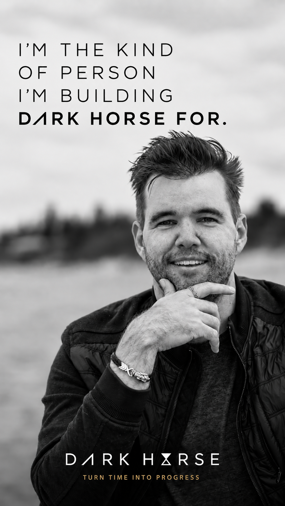 I'm the kind of person I'm building Dark Horse for. A black-and-white founder portrait.