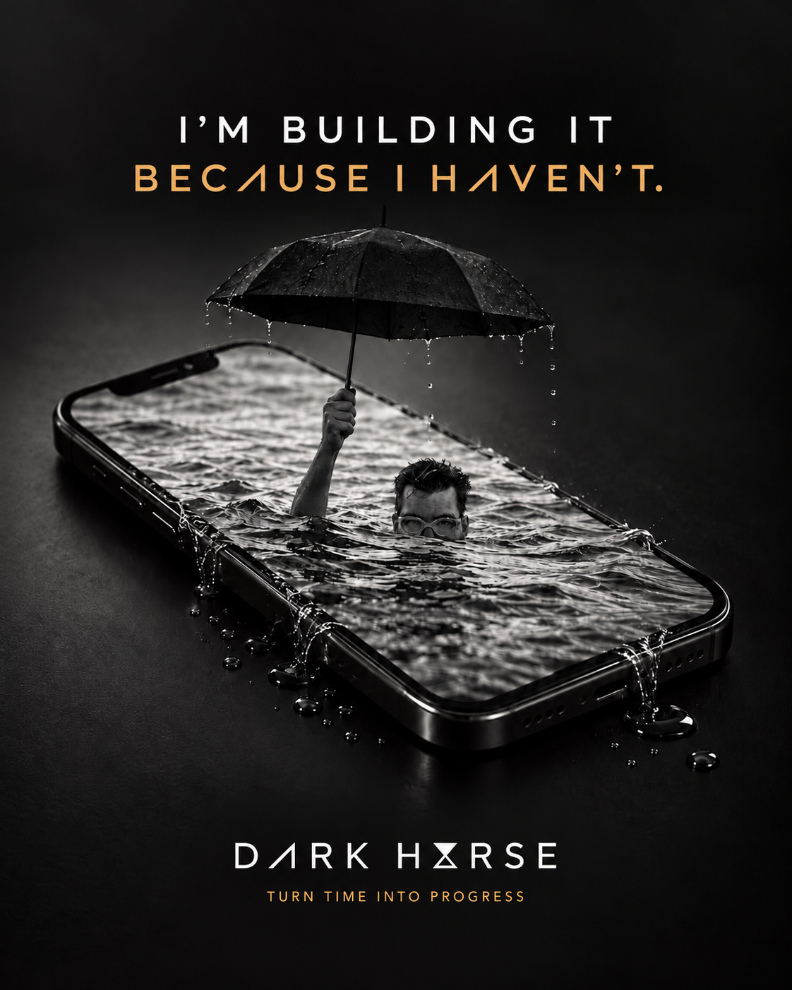 I'm building it because I haven't. A person with an umbrella in a phone filled with water.
